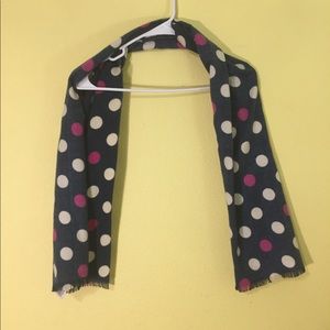 Navy scarf pink and white poka dot